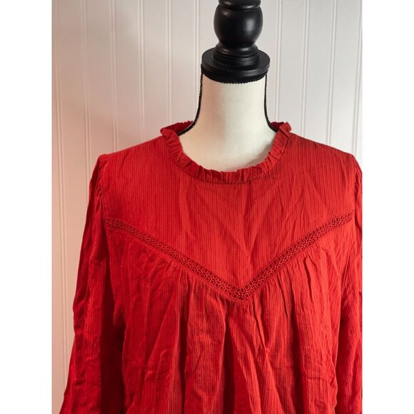 LOFT Womens Red Blouse XL 59% Viscose & Cotton With Button Detail - Picture 8 of 14